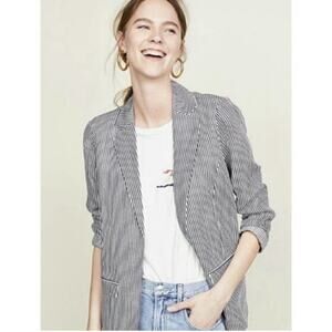 Cupcakes and Cashmere Dove Blazer Boyfriend Striped Oversized Medium Linen Blend